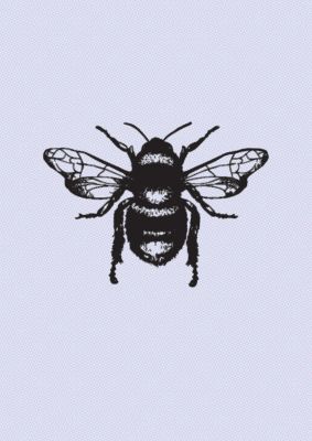 An unframed print of bee illustration in grey and black accent colour