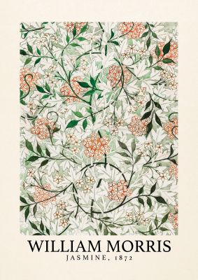 An unframed print of william morris jasmine 1872 a famous paintings illustration in green and beige accent colour