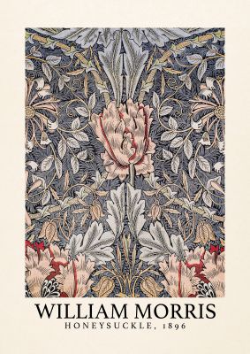 An unframed print of william morris honeysuckle 1896 a famous paintings illustration in grey and beige accent colour