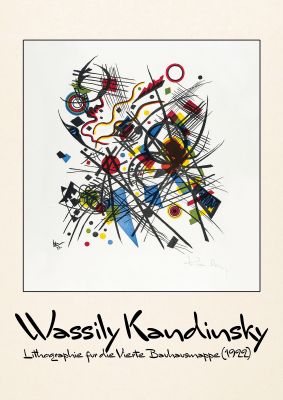 An unframed print of wassily kandinsky lithographie fur die vierte bauhausmappe 1922 a famous paintings illustration in multicolour and beige accent colour