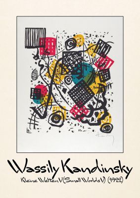 An unframed print of wassily kandinsky kleine welten v small worlds v 1922 a famous paintings illustration in multicolour and beige accent colour