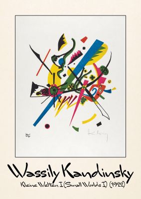 An unframed print of wassily kandinsky kleine welten i small worlds i 1922 a famous paintings illustration in multicolour and beige accent colour