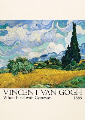 An unframed print of vincent van gogh wheat field with cypresses 1889 a famous paintings illustration in multicolour and beige accent colour