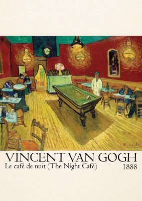 An unframed print of vincent van gogh le cafe de nuit the night cafe 1888 a famous paintings illustration in multicolour and beige accent colour