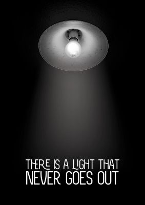 An unframed print of there is a light that never goes out music graphic in black and white accent colour