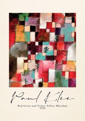 An unframed print of paul klee red green and violetâ€“yellow rhythms 1920 a famous paintings illustration in multicolour and beige accent colour