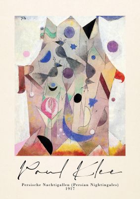 An unframed print of paul klee persische nachtigallen persian nightingales 1917 a famous paintings illustration in multicolour and beige colour