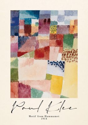 An unframed print of paul klee motif from hammamet 1914 a famous paintings illustration in multicolour and beige accent colour