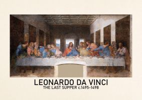 An unframed print of leonardo da vinci the last supper 1495 1498 famous paintings illustration in multicolour and beige accent colour