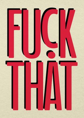 An unframed print of fuck that graphical geometric in red and beige accent colour