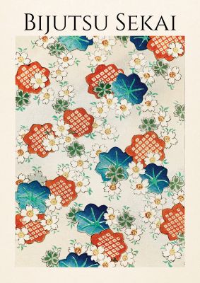 An unframed print of bijutsu sekai floral pattern illustration in multicolour and beige accent colour
