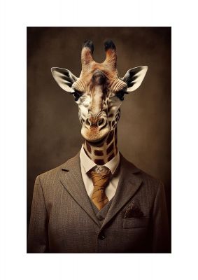 Gentleman Giraffe in Tailored Suit Art - Quirky and Classy Wall Decor
