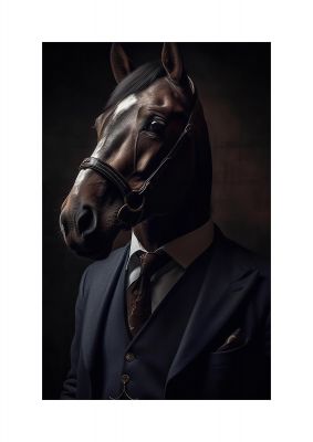 Sophisticated Horse Portrait in Blue Suit: Classy Animal Art