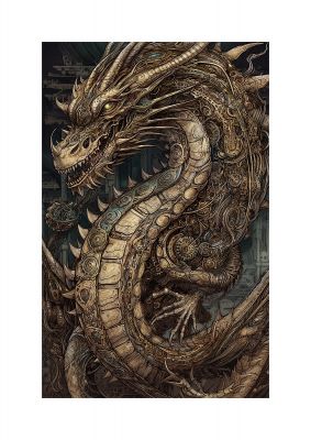 Majestic Japanese Dragon Art: Mythical Creature Illustration