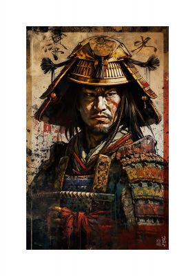 Samurai in Battle Regalia Decorative Artwork