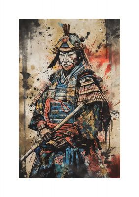 Dynamic Samurai Painting with Textured Background