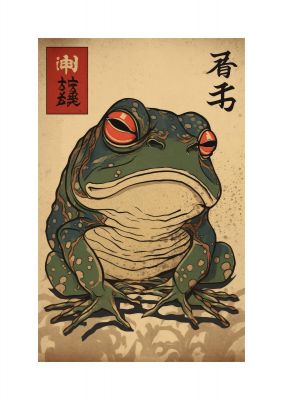Japanese Frog Illustration with Cultural Significance