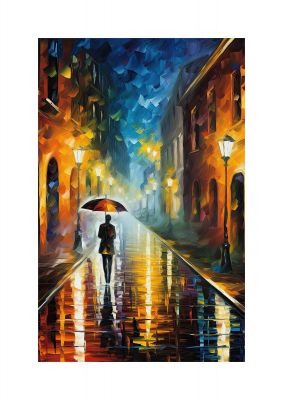 Romantic Rainy Evening Cityscape Art Print