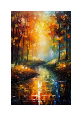 Captivating Autumn Forest Reflection Art Print