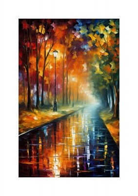Atmospheric Autumnal Park Pathway Painting