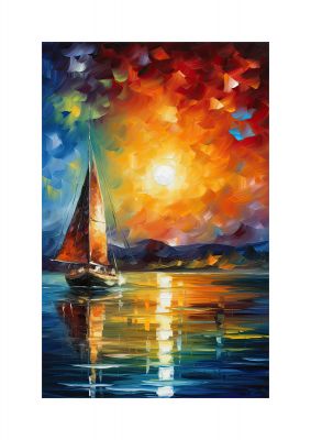 Sunset Sailing Adventure Impressionist Artwork