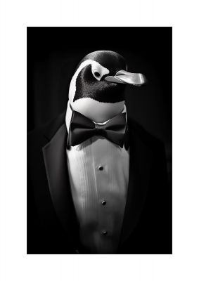 Elegant Penguin in Tuxedo Monochrome Art