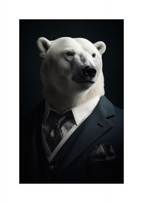 Elegant Polar Bear in Formal Attire Portrait