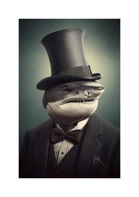 Dapper Shark in Top Hat and Tuxedo Portrait