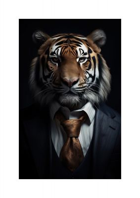 Majestic Tiger in Business Suit Elegant Portrait
