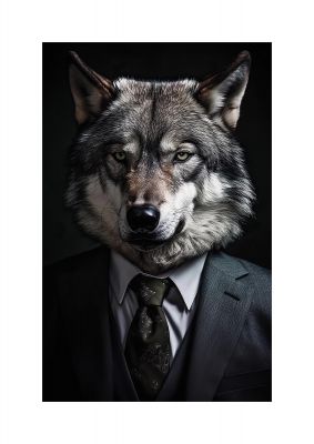 Suave Wolf in Business Attire Posing for Portrait