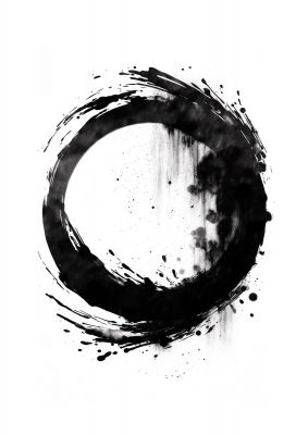 Black Zen Circle Enso on White Backdrop