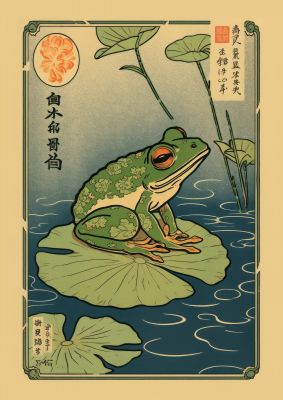 Zen-inspired Art Frog on Lily Pad