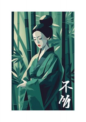 Flat Design Woman with Bamboo Shoots