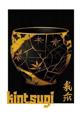Kintsugi Art with Golden Streaked Pottery