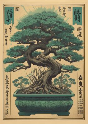 Majestic Bonsai Tree Risograph