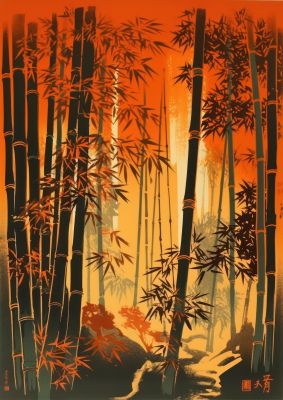 Majestic Bamboo Stalks Lithograph
