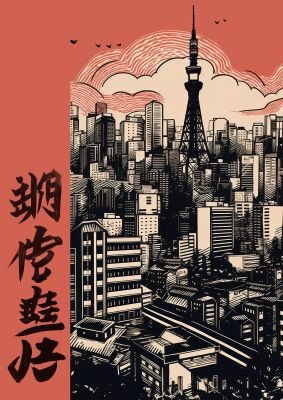 Abstract Tokyo Skyline Screen Print