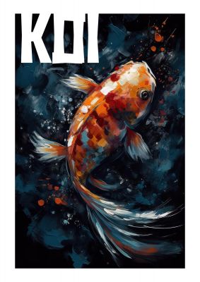 Vibrant Koi Fish Brushstroke Print