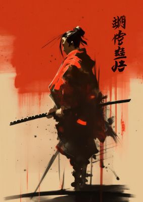 Samurais Bold Silhouette in Vivid Hue