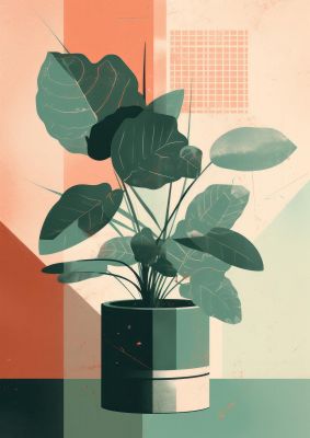 2D Home Plant with Risograph Textures