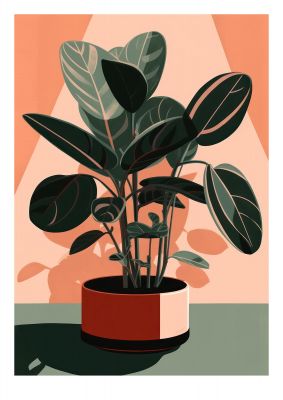 Curvy House Plant in Risograph