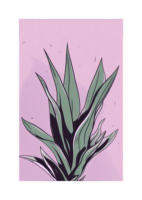 Aloe Vera in Flat 2D Risograph Style