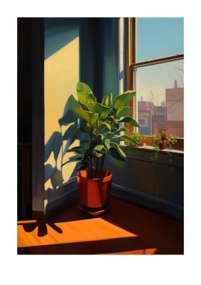 Plant Gazing at City with Bold Shadows