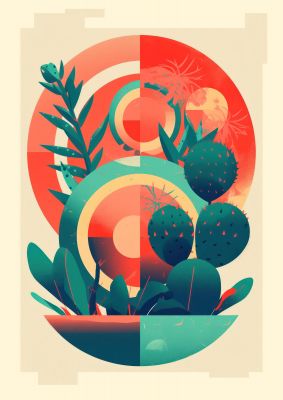 Noland-Inspired Cactus with Risograph