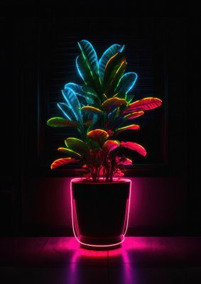 Neon Illuminated House Plant