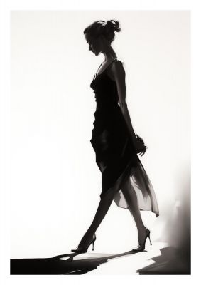 Womans Silhouette in Black on White