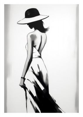 Womans Silhouette on White Canvas