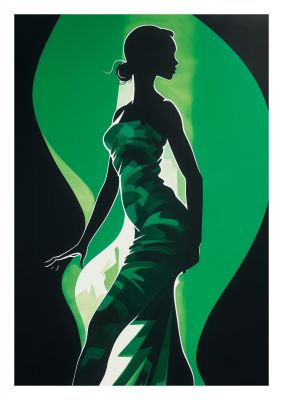 Emerald Backdrop with Womans Figure