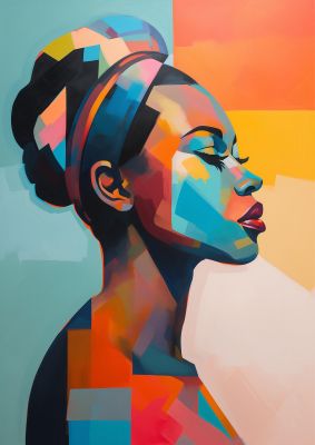 African Woman in Pastel Serenity