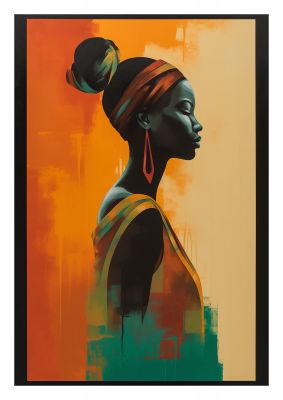 African Womans Graceful Lines on Canvas
